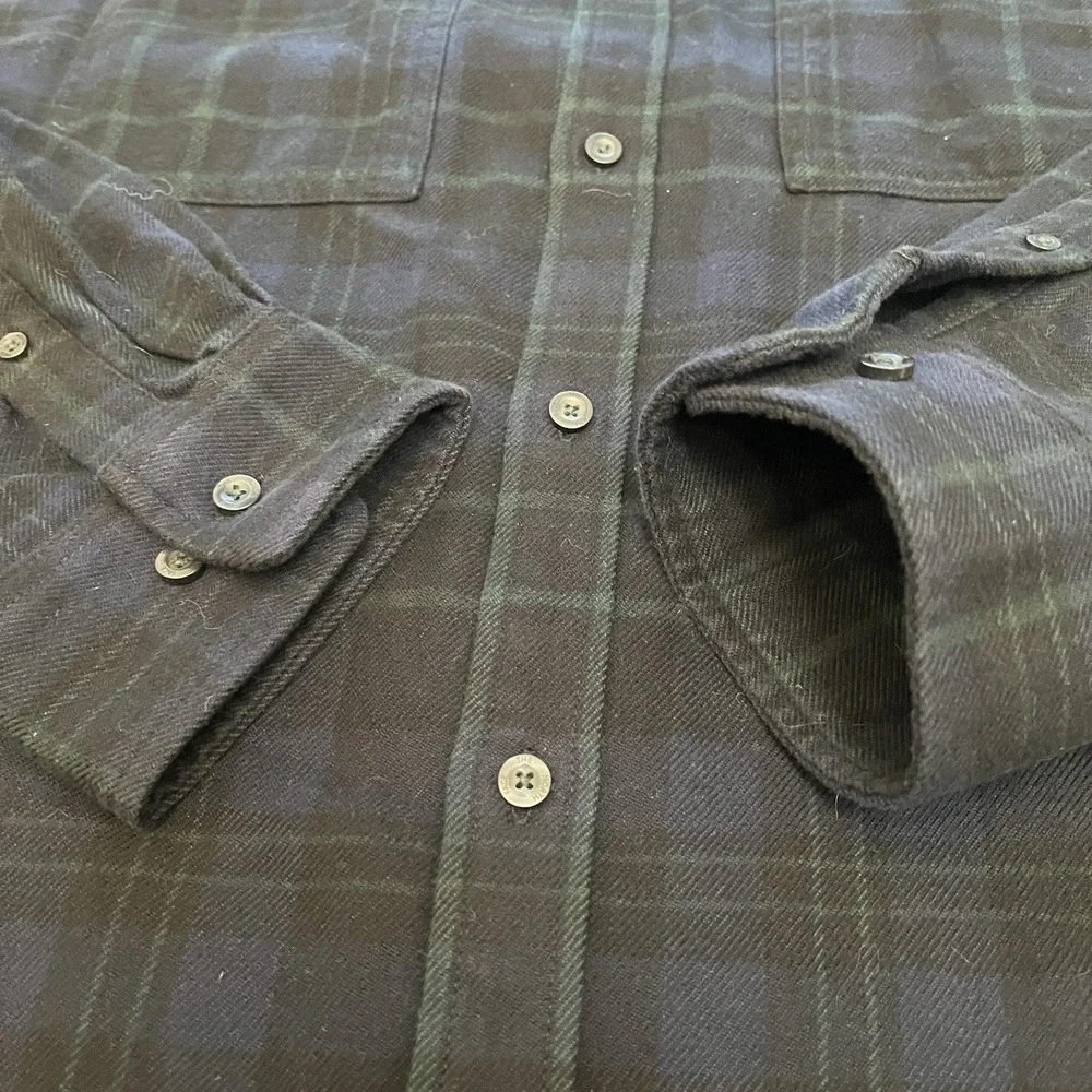 The North Face Twill Heavy Flannel Shirt Mens XXL Blue Green Plaid Button Up